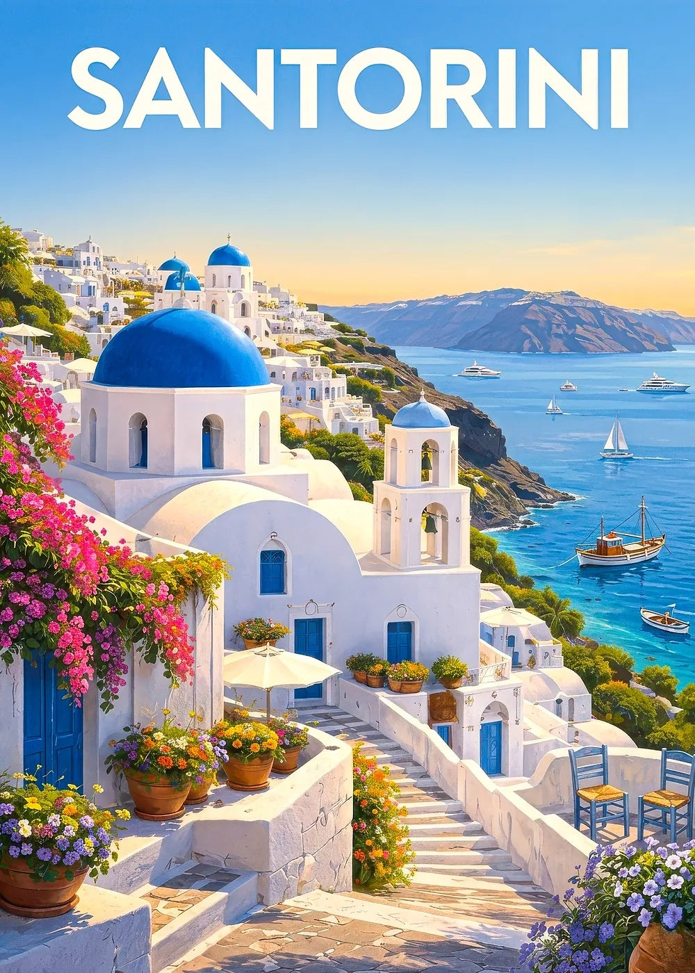 Santorini, Greece metal poster artwork